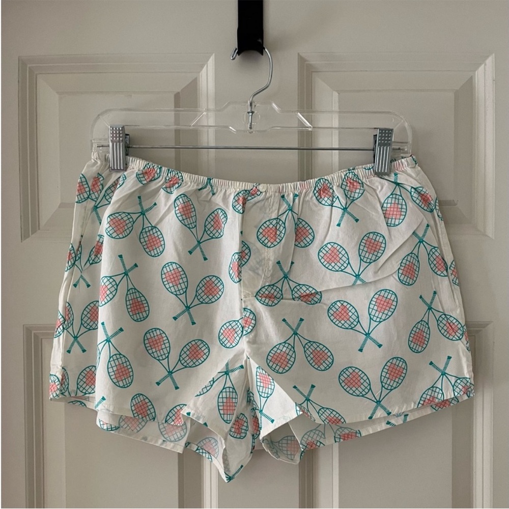 NWT Aerie Poplin Boxer-Tennis images against white background-PJ shorts Small